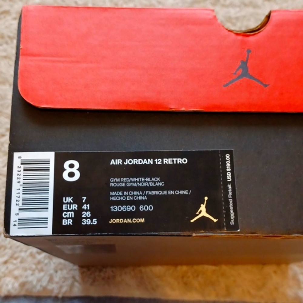 EUC Air Jordan 12 Retro Size 8 Red / White - Picture 12 of 16